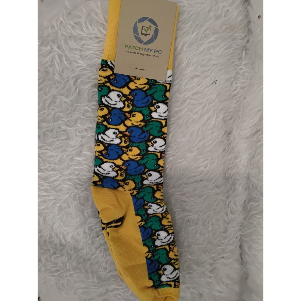 Sock Club Patch My PC Rubber Ducky Crew Socks Yellow Blue Green New NWT